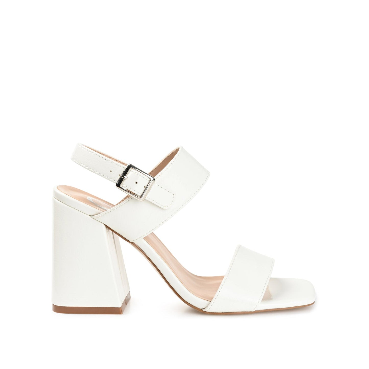 Journee ADRAS STRAPPY BLOCK HEELS IN PATENT - White Patent