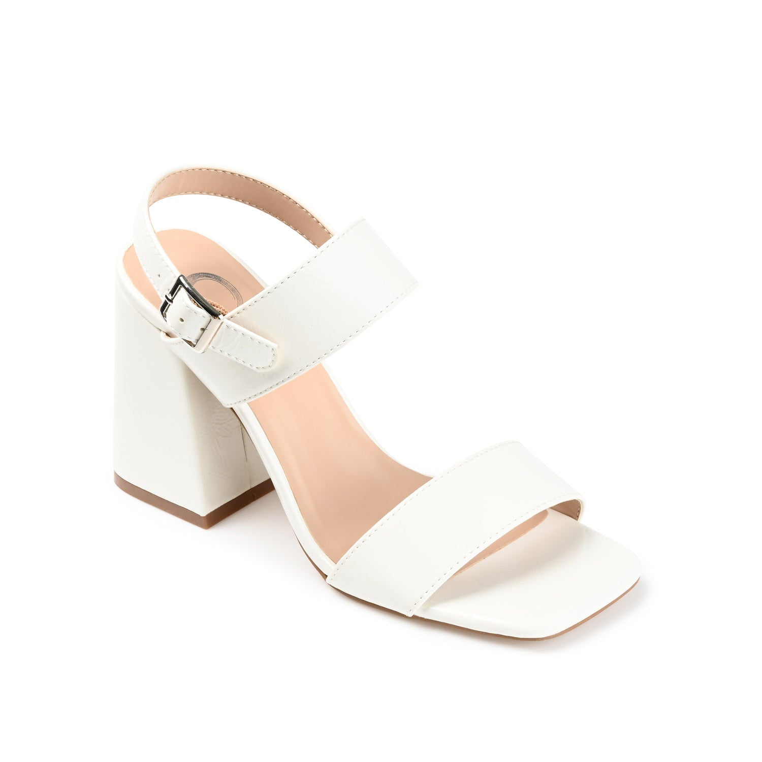 Journee ADRAS STRAPPY BLOCK HEELS IN PATENT - White Patent