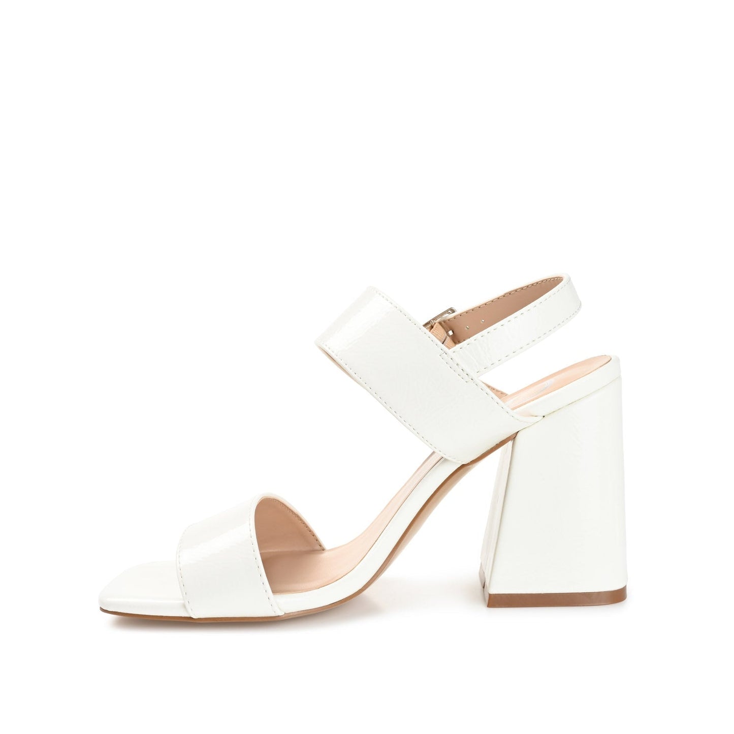 Journee ADRAS STRAPPY BLOCK HEELS IN PATENT - White Patent
