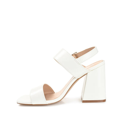 Journee ADRAS STRAPPY BLOCK HEELS IN PATENT - White Patent