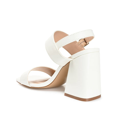 Journee ADRAS STRAPPY BLOCK HEELS IN PATENT - White Patent