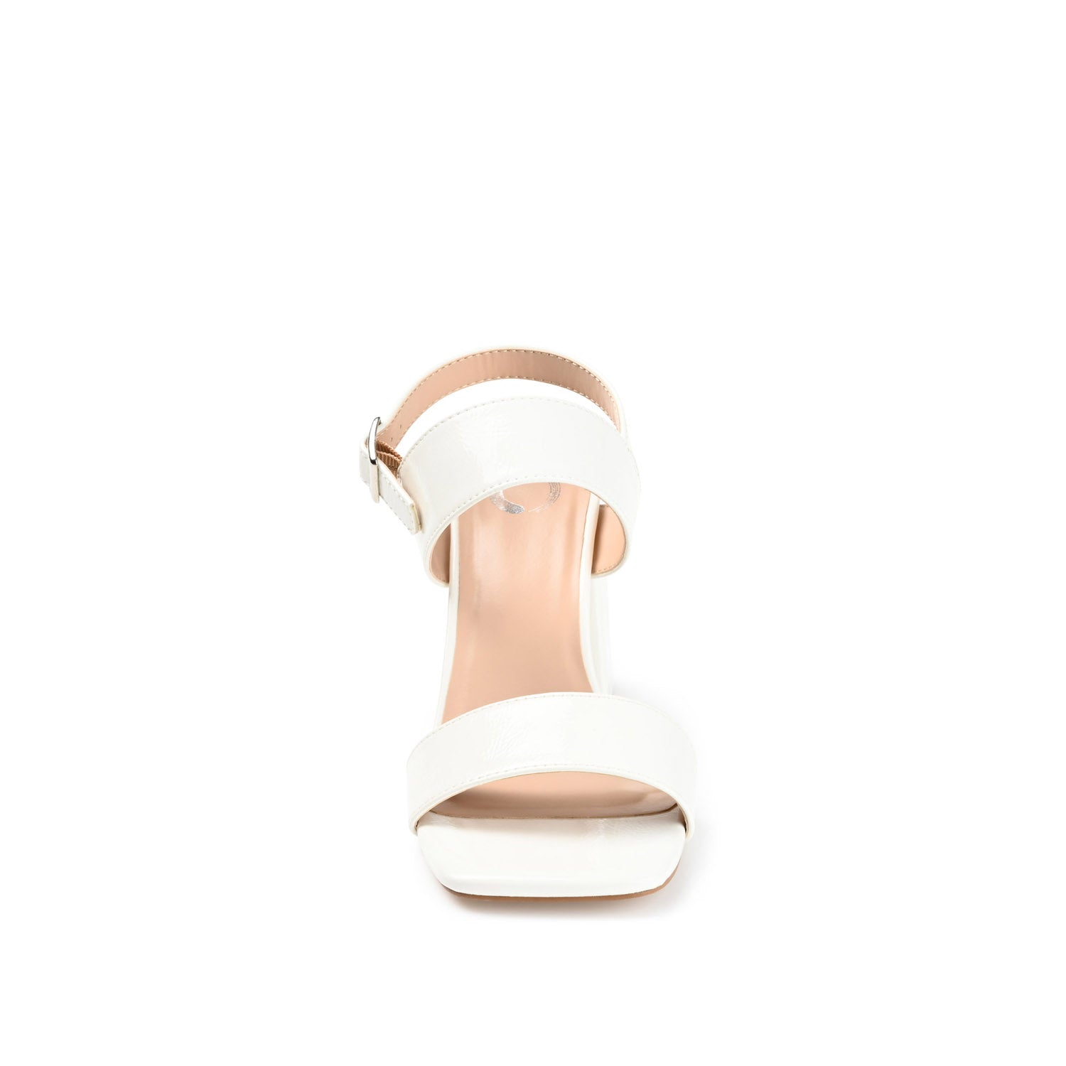 Journee ADRAS STRAPPY BLOCK HEELS IN PATENT - White Patent
