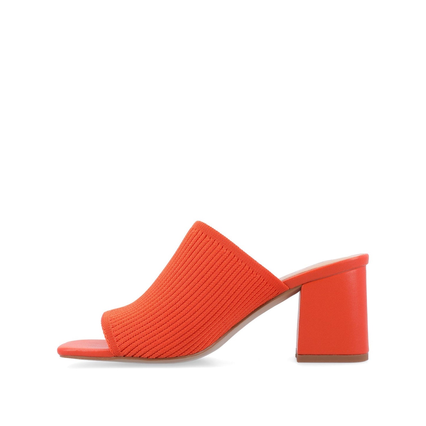 Journee LORENNA MULE BLOCK HEELS IN KNIT FABRIC - Orange
