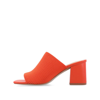 Journee LORENNA MULE BLOCK HEELS IN KNIT FABRIC - Orange
