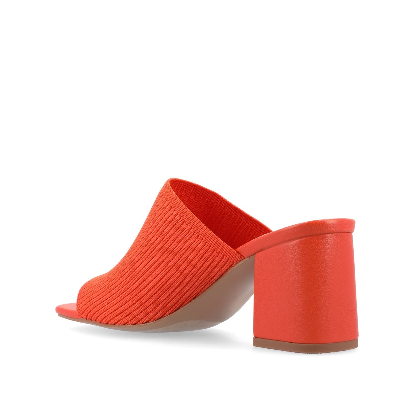 Journee LORENNA MULE BLOCK HEELS IN KNIT FABRIC - Orange