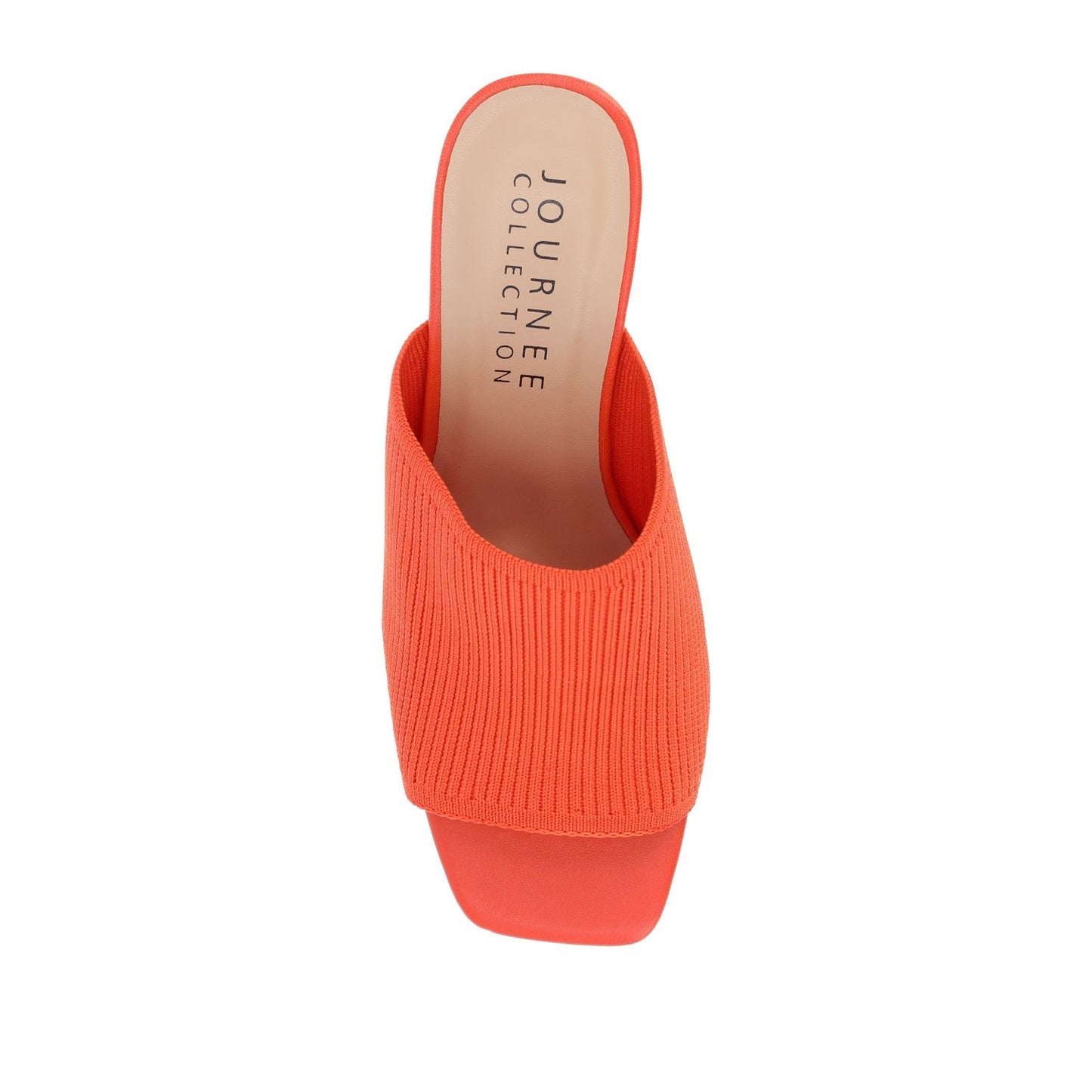 Journee LORENNA MULE BLOCK HEELS IN KNIT FABRIC - Orange