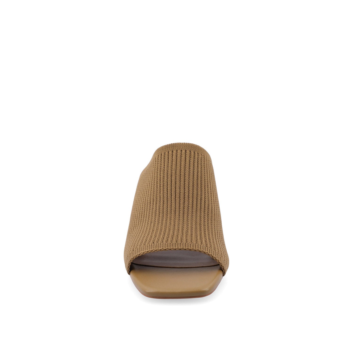 Journee LORENNA MULE BLOCK HEELS IN KNIT FABRIC - Olive