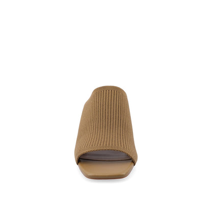 Journee LORENNA MULE BLOCK HEELS IN KNIT FABRIC - Olive