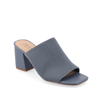 Journee LORENNA MULE BLOCK HEELS IN KNIT FABRIC - Blue