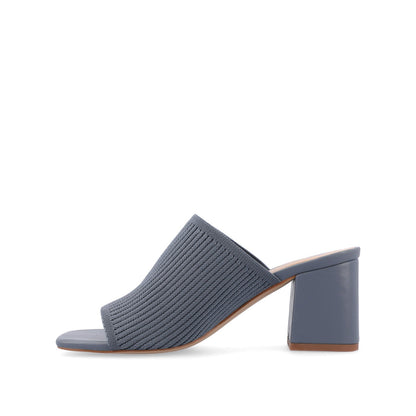 Journee LORENNA MULE BLOCK HEELS IN KNIT FABRIC - Blue