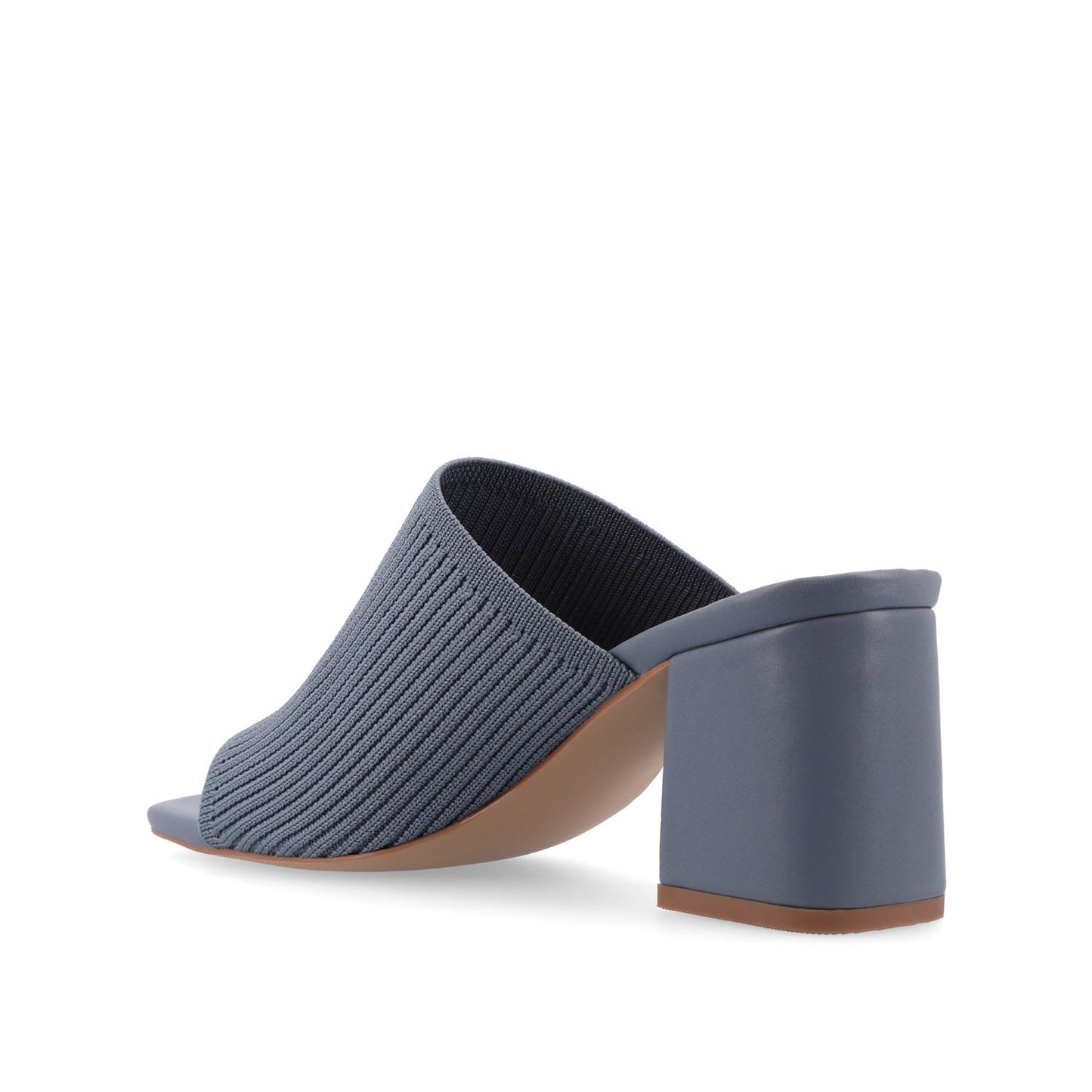 Journee LORENNA MULE BLOCK HEELS IN KNIT FABRIC - Blue