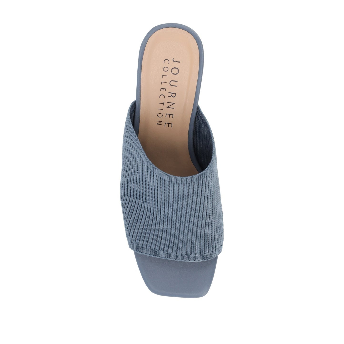 Journee LORENNA MULE BLOCK HEELS IN KNIT FABRIC - Blue
