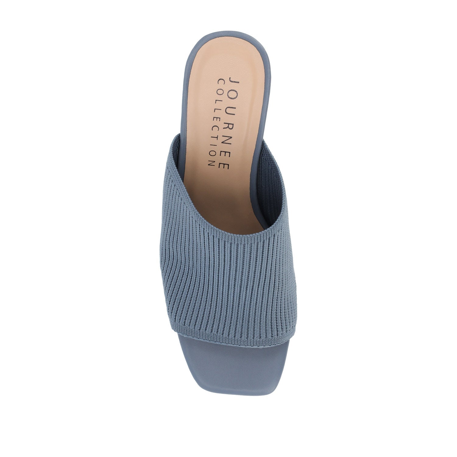 Journee LORENNA MULE BLOCK HEELS IN KNIT FABRIC - Blue