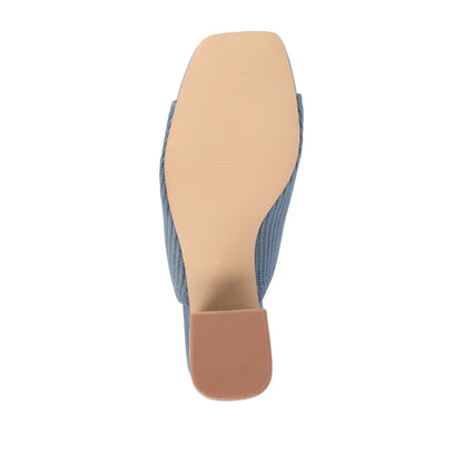 Journee LORENNA MULE BLOCK HEELS IN KNIT FABRIC - Blue