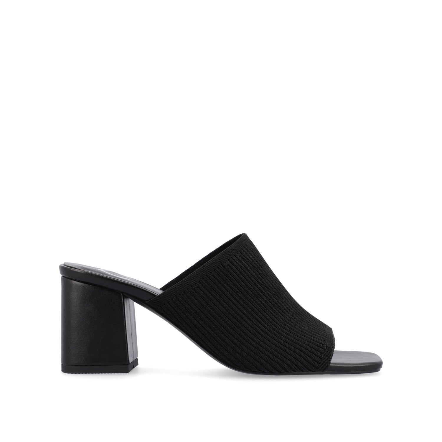 Journee LORENNA MULE BLOCK HEELS IN KNIT FABRIC - Black
