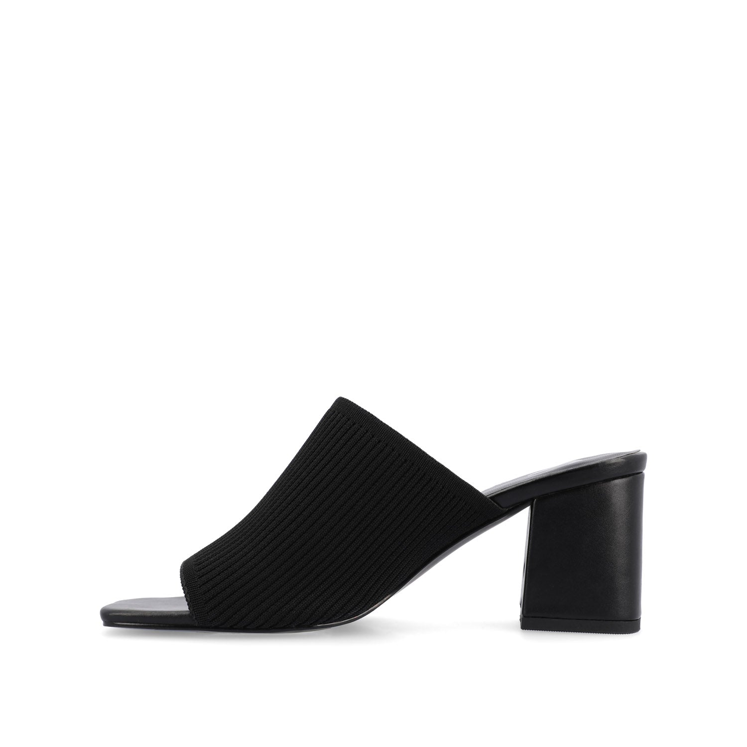 Journee LORENNA MULE BLOCK HEELS IN KNIT FABRIC - Black