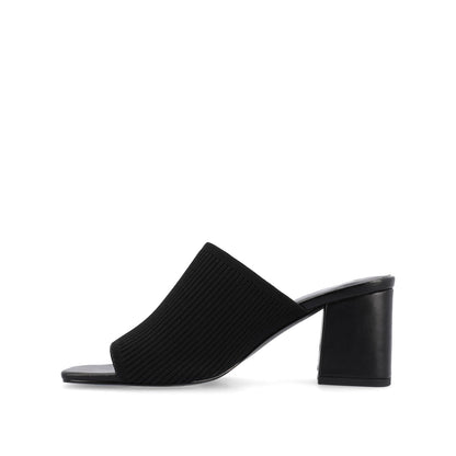 Journee LORENNA MULE BLOCK HEELS IN KNIT FABRIC - Black