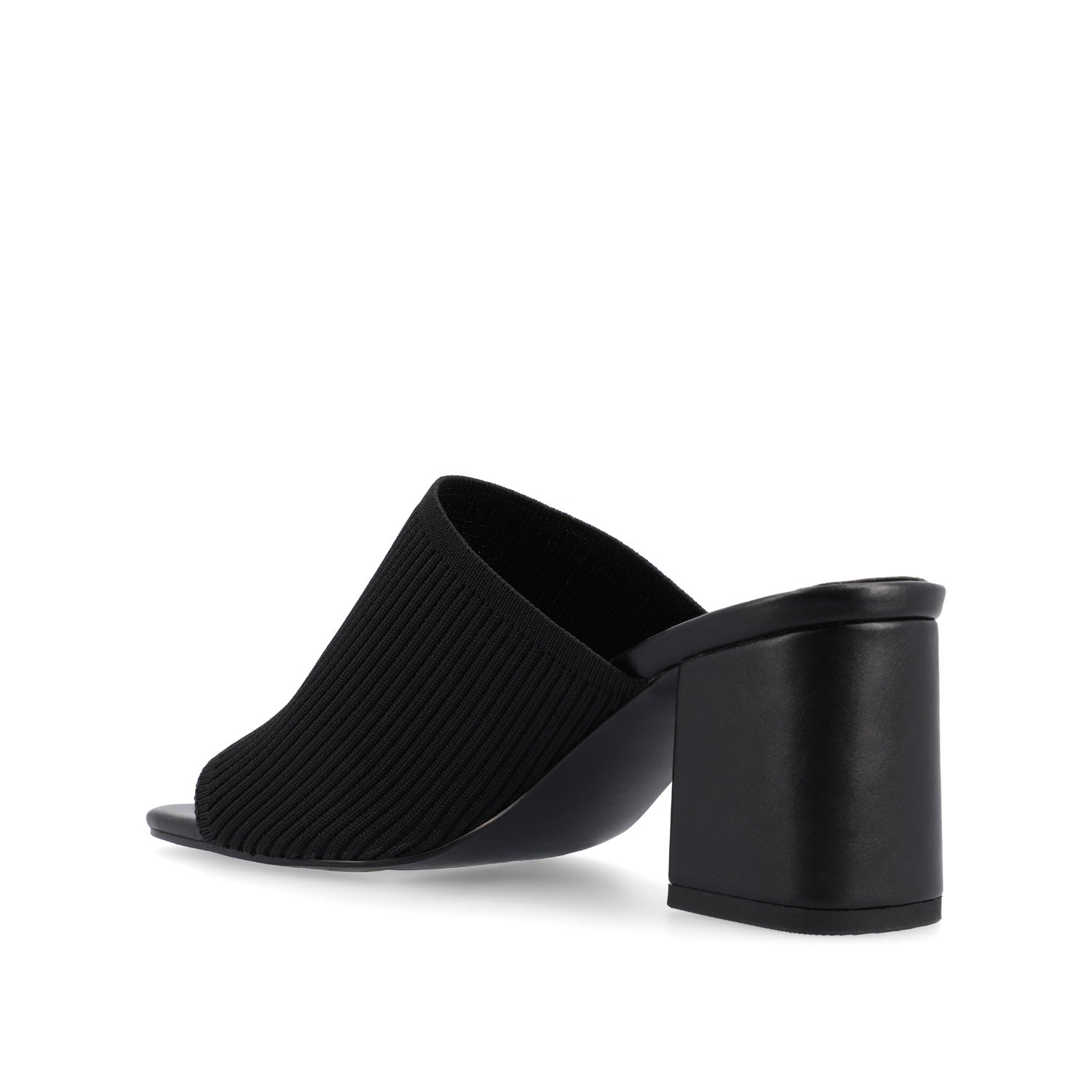 Journee LORENNA MULE BLOCK HEELS IN KNIT FABRIC - Black