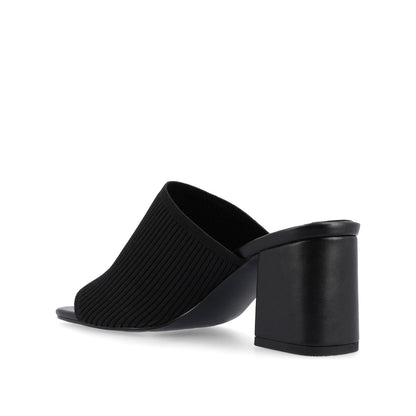 Journee LORENNA MULE BLOCK HEELS IN KNIT FABRIC - Black