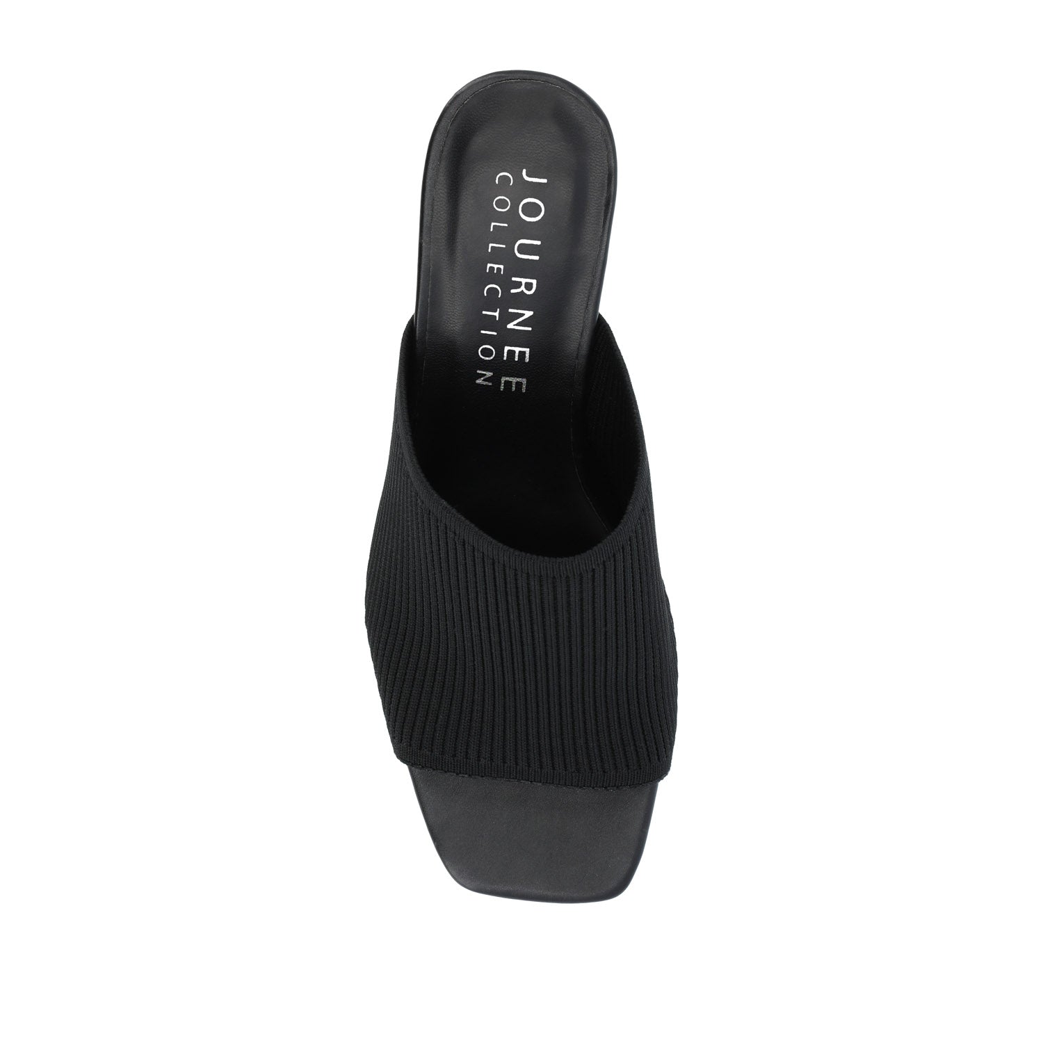 Journee LORENNA MULE BLOCK HEELS IN KNIT FABRIC - Black