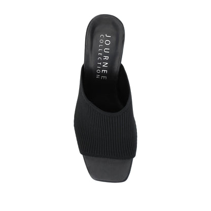 Journee LORENNA MULE BLOCK HEELS IN KNIT FABRIC - Black