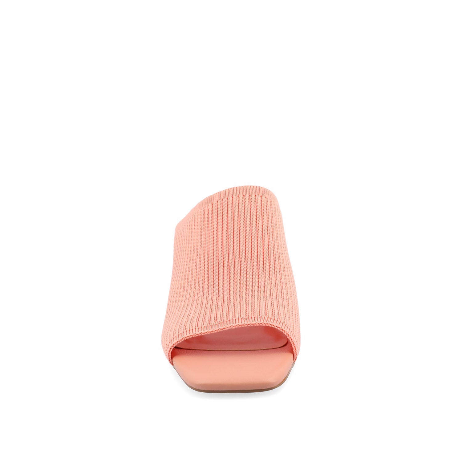 Journee LORENNA MULE BLOCK HEELS IN KNIT FABRIC - Coral