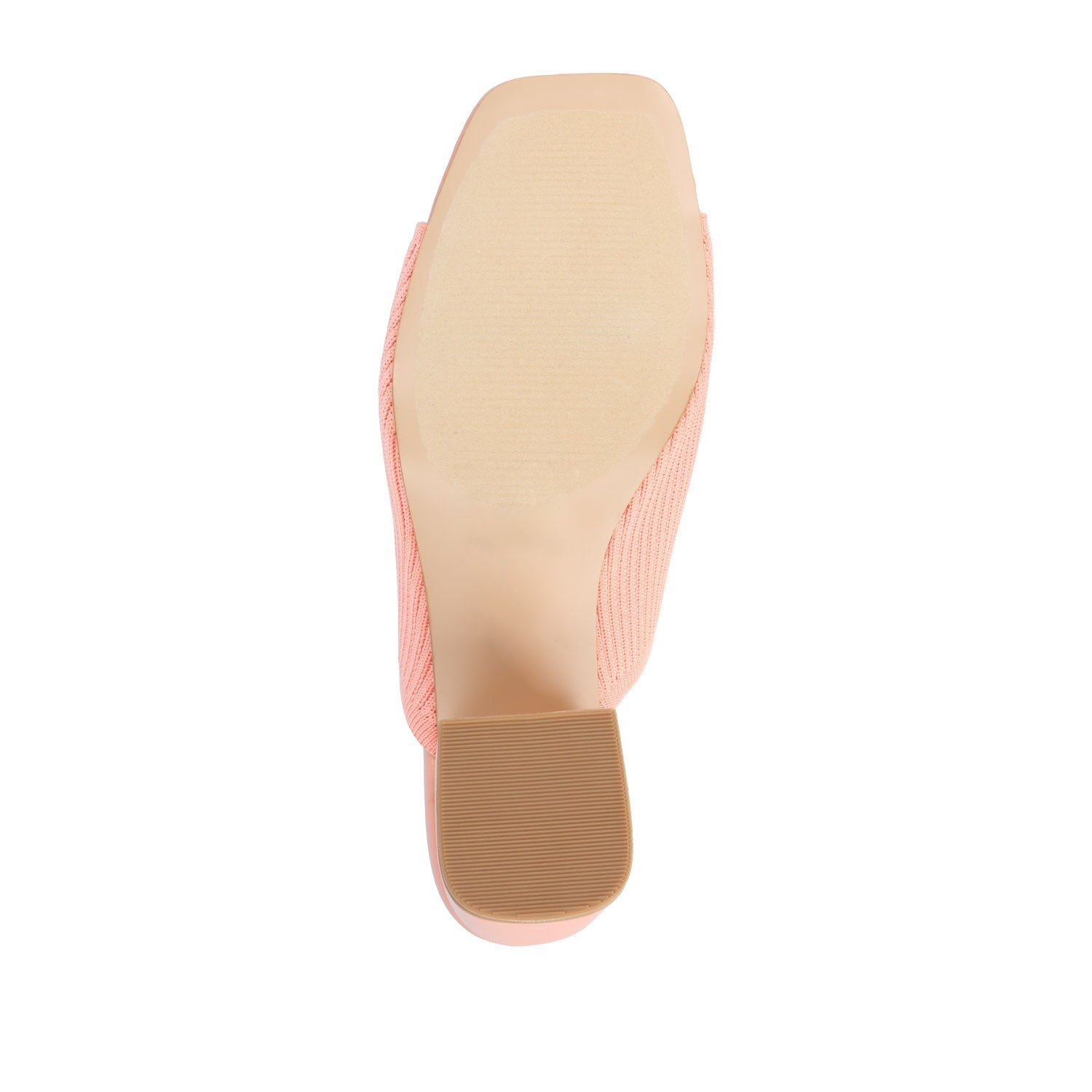 Journee LORENNA MULE BLOCK HEELS IN KNIT FABRIC - Coral
