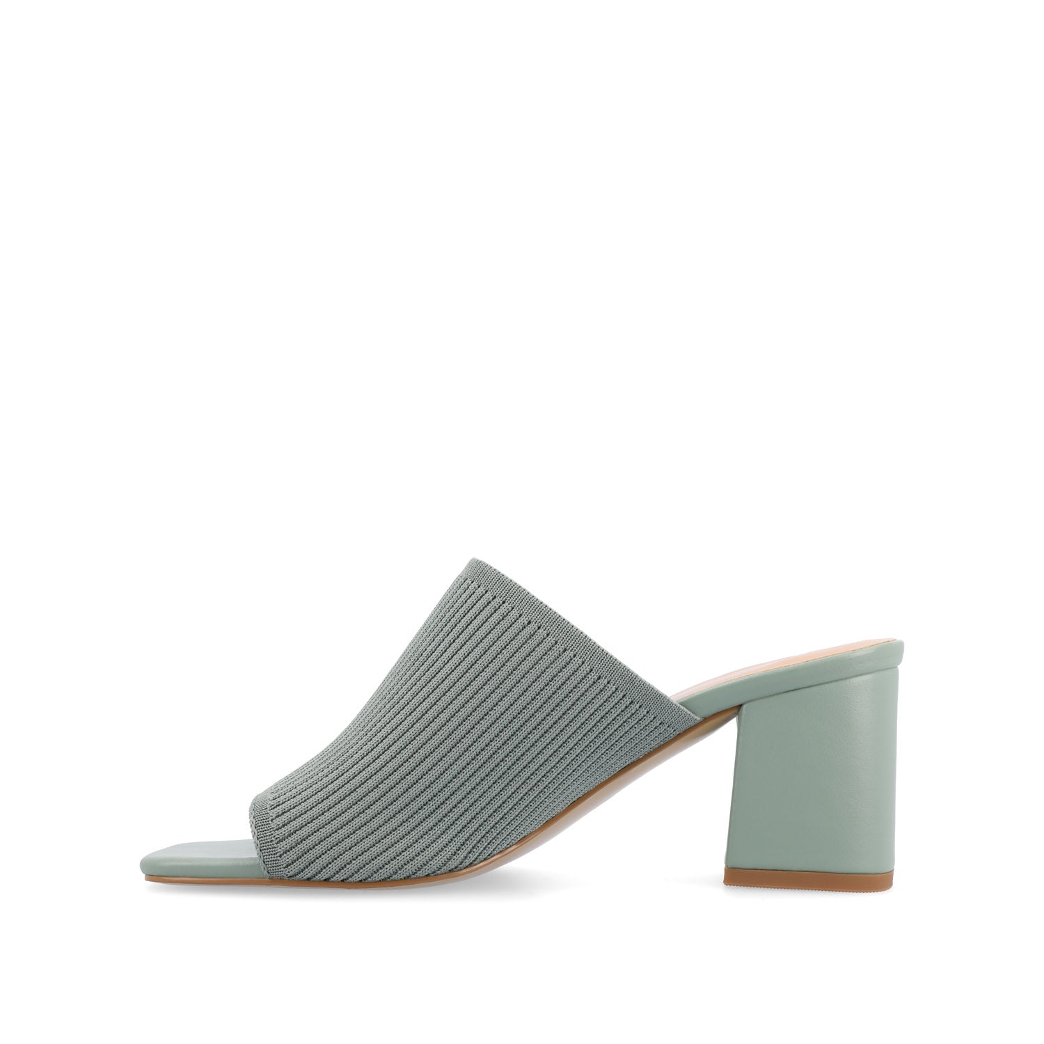 Journee LORENNA MULE BLOCK HEELS IN KNIT FABRIC - Green