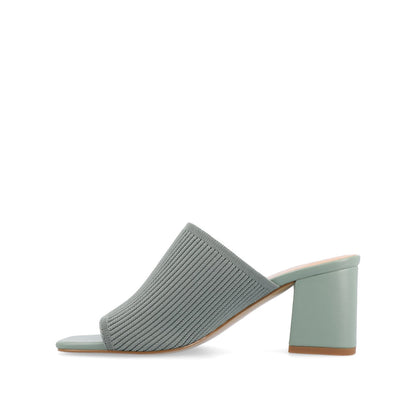 Journee LORENNA MULE BLOCK HEELS IN KNIT FABRIC - Green