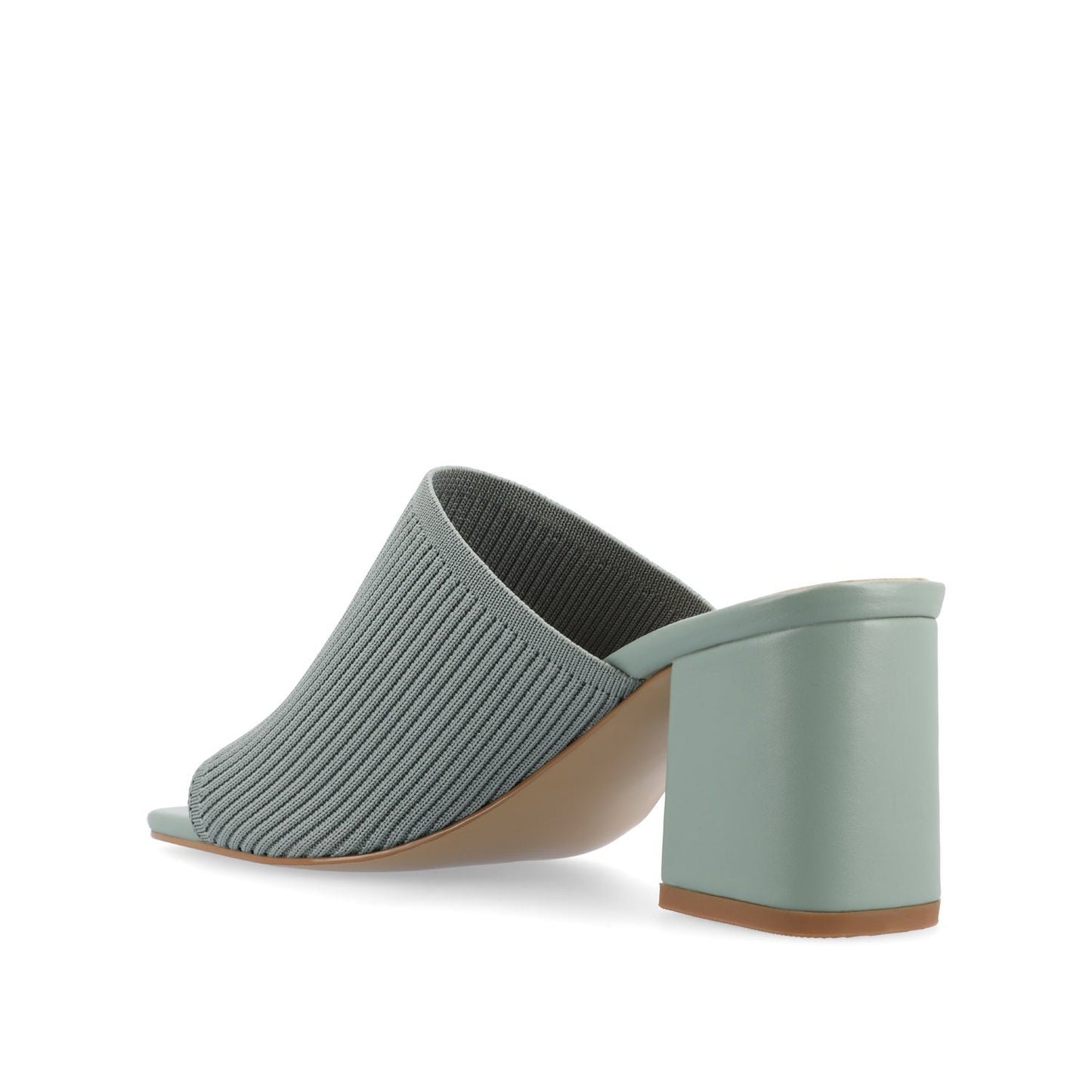Journee LORENNA MULE BLOCK HEELS IN KNIT FABRIC - Green