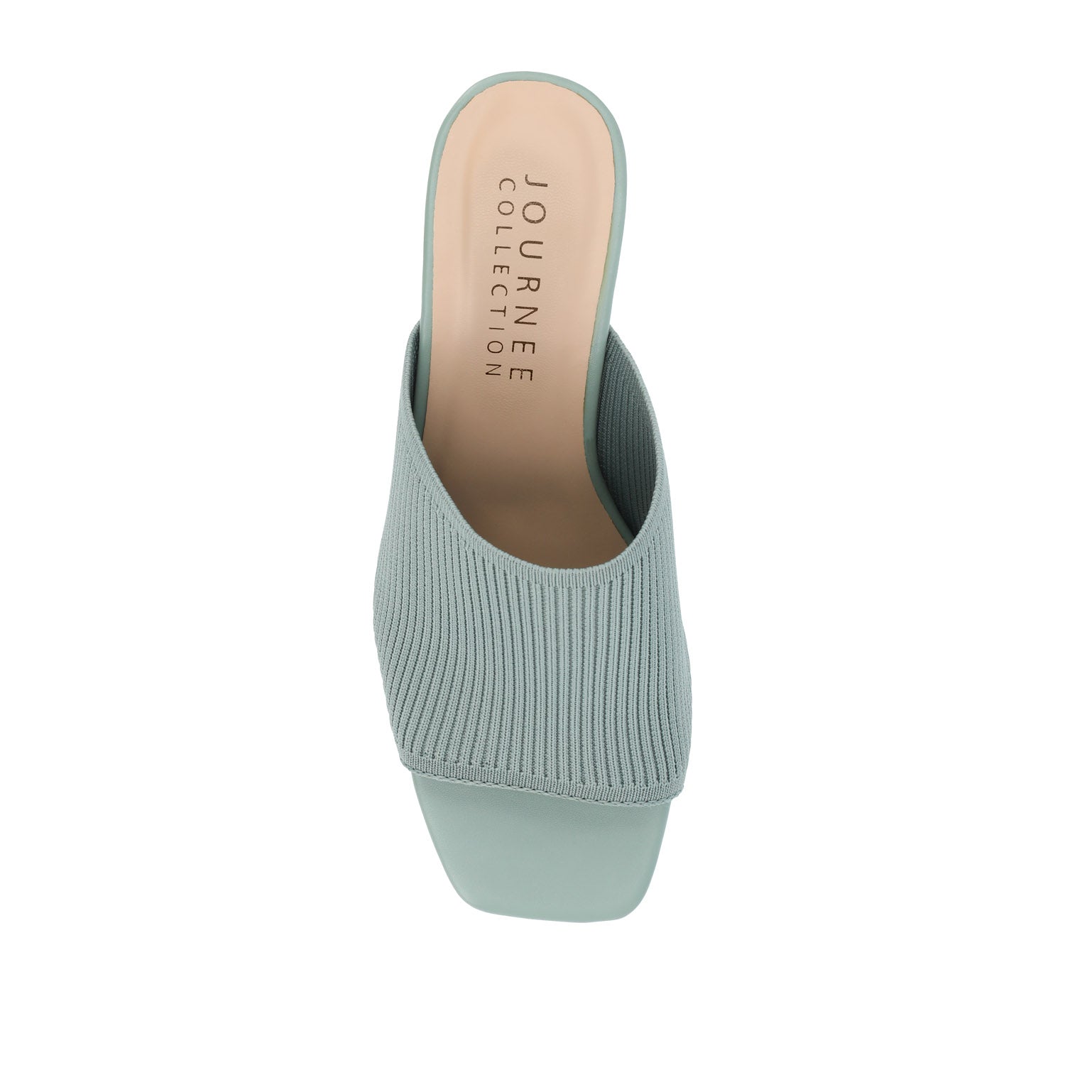 Journee LORENNA MULE BLOCK HEELS IN KNIT FABRIC - Green