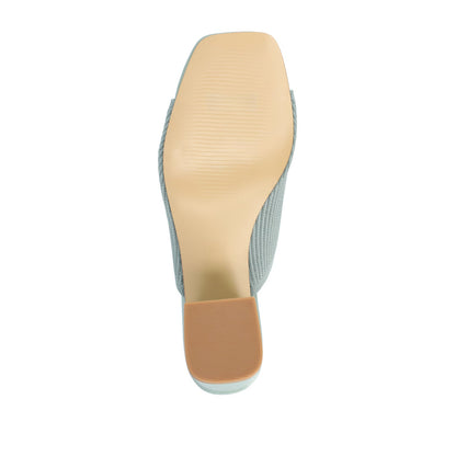 Journee LORENNA MULE BLOCK HEELS IN KNIT FABRIC - Green