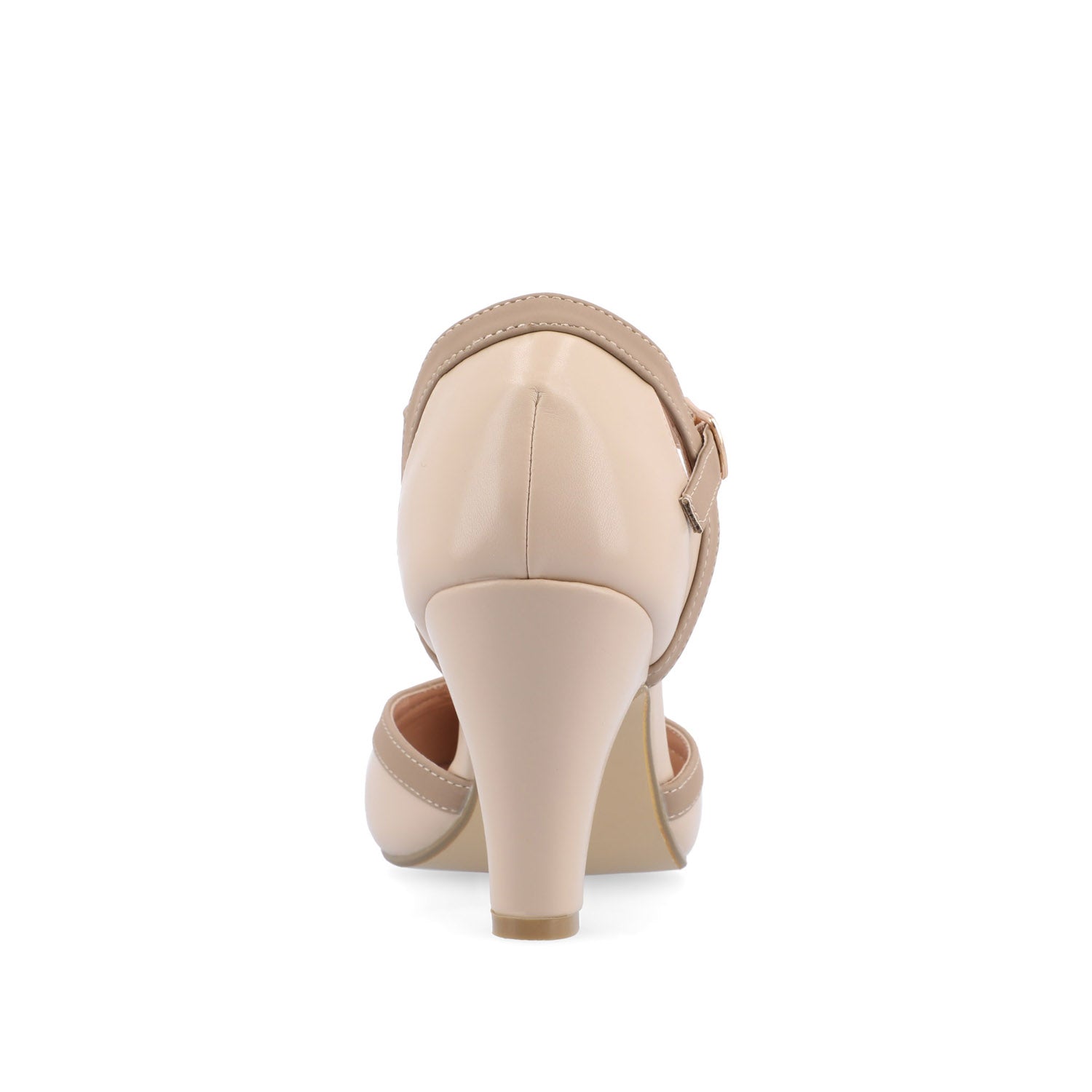 Journee OLINA T-STRAP PUMP HEELS IN VEGAN LEATHER - Nude
