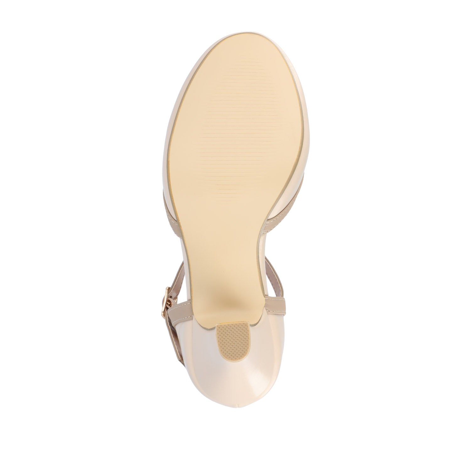 Journee OLINA T-STRAP PUMP HEELS IN VEGAN LEATHER - Nude