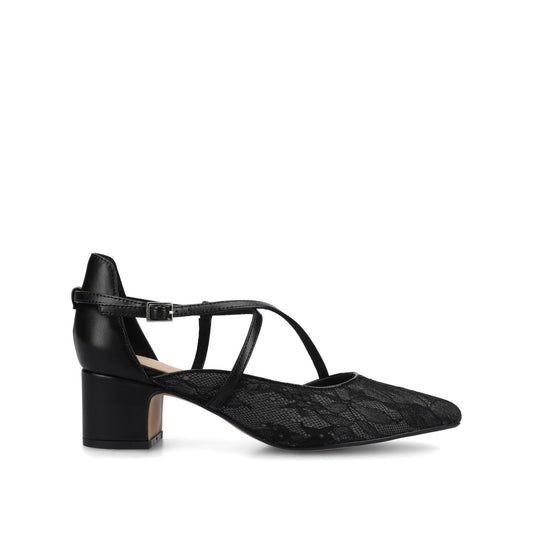 Journee GALVINN LOW BLOCK HEELS IN VEGAN LEATHER - Black Lace