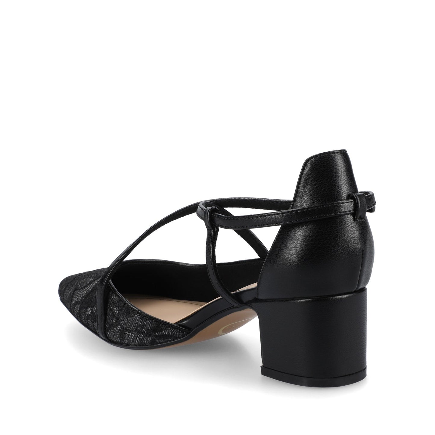Journee GALVINN LOW BLOCK HEELS IN VEGAN LEATHER - Black Lace
