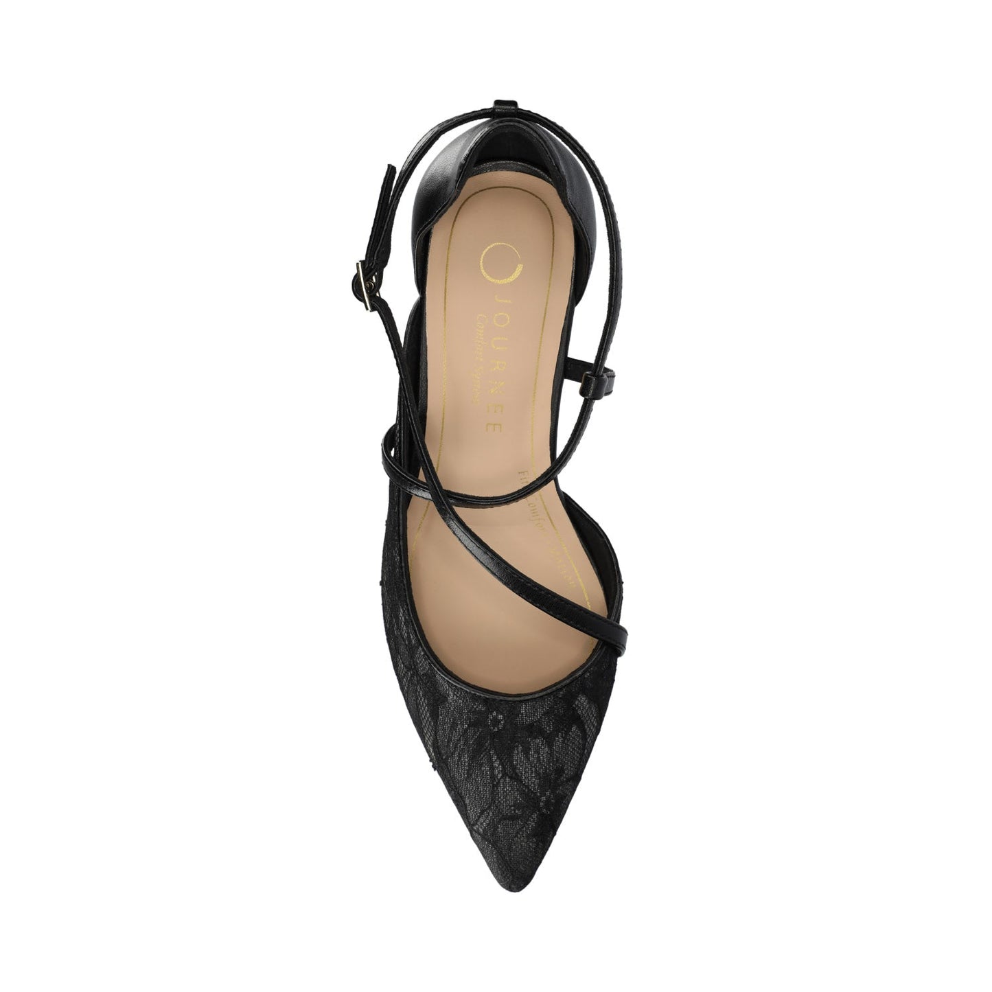 Journee GALVINN LOW BLOCK HEELS IN VEGAN LEATHER - Black Lace