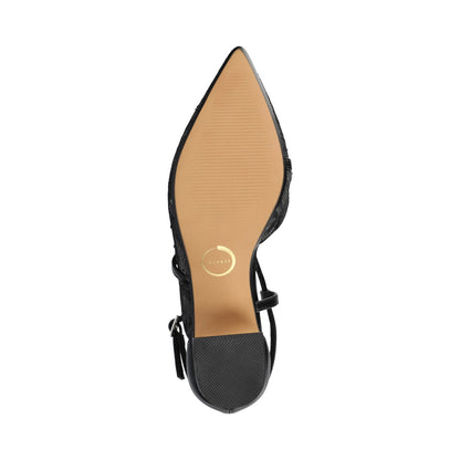 Journee GALVINN LOW BLOCK HEELS IN VEGAN LEATHER - Black Lace