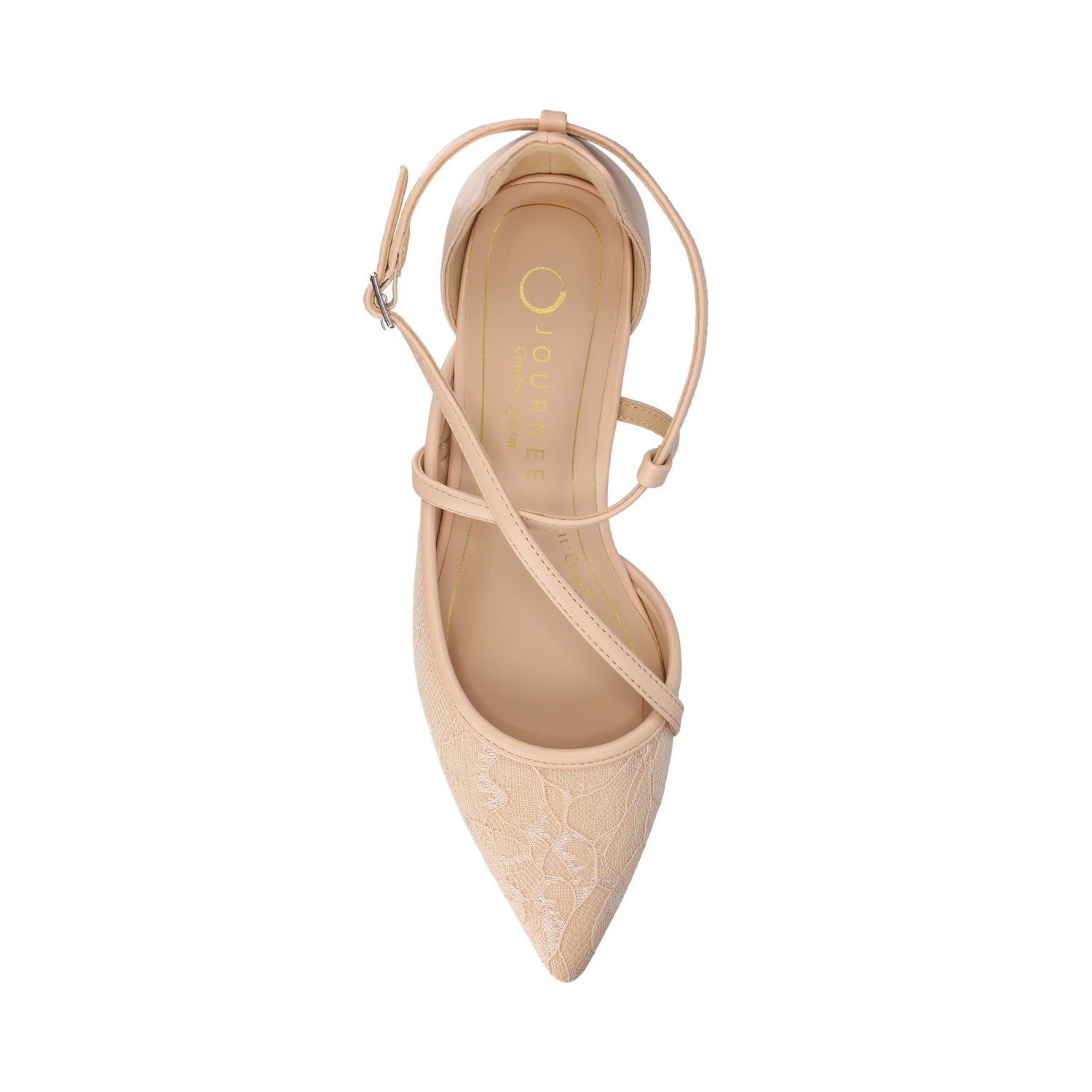 Journee GALVINN LOW BLOCK HEELS IN VEGAN LEATHER - Bone Lace
