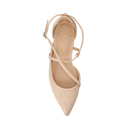 Journee GALVINN LOW BLOCK HEELS IN VEGAN LEATHER - Bone Lace