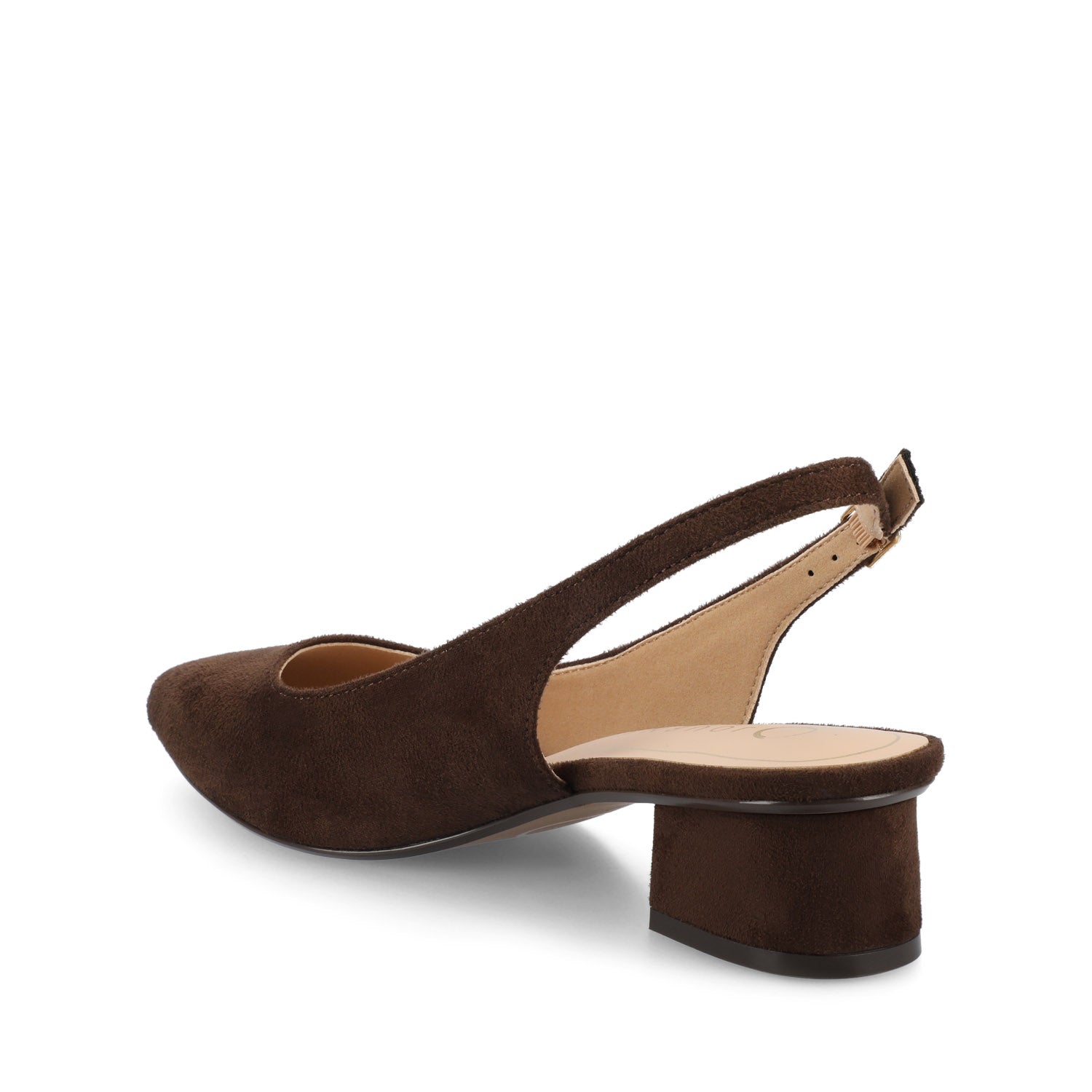 Journee SYLVIA LOW BLOCK PUMP HEELS IN FAUX SUEDE - Chocolate Suede