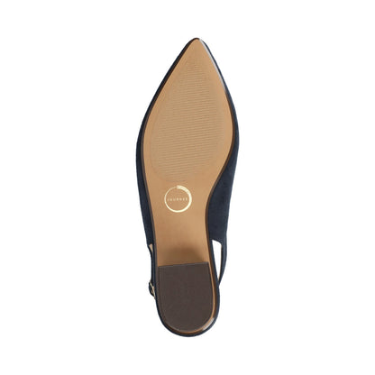 Journee SYLVIA LOW BLOCK PUMP HEELS IN FAUX SUEDE - Navy Suede