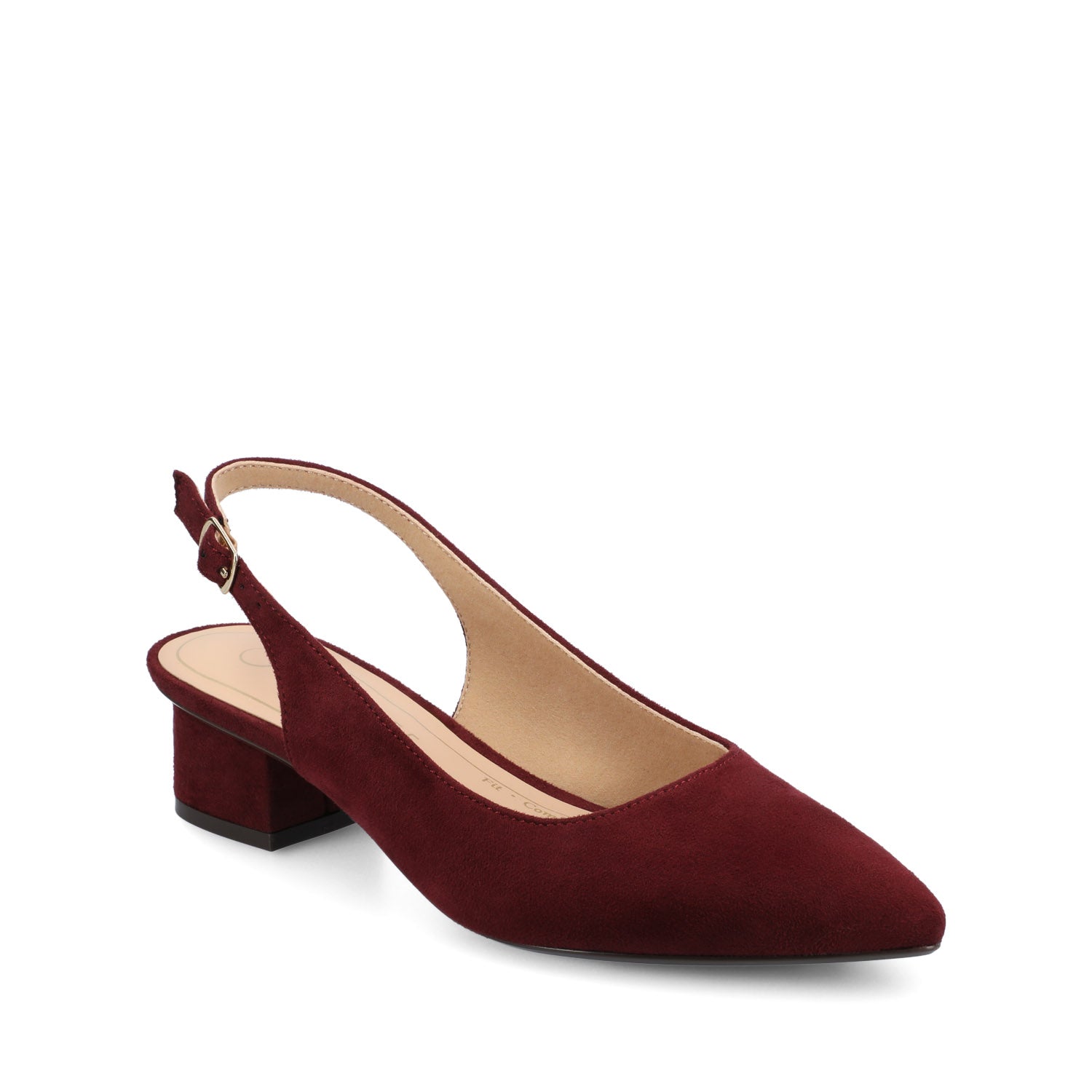 Journee SYLVIA LOW BLOCK PUMP HEELS IN FAUX SUEDE - Oxblood Suede