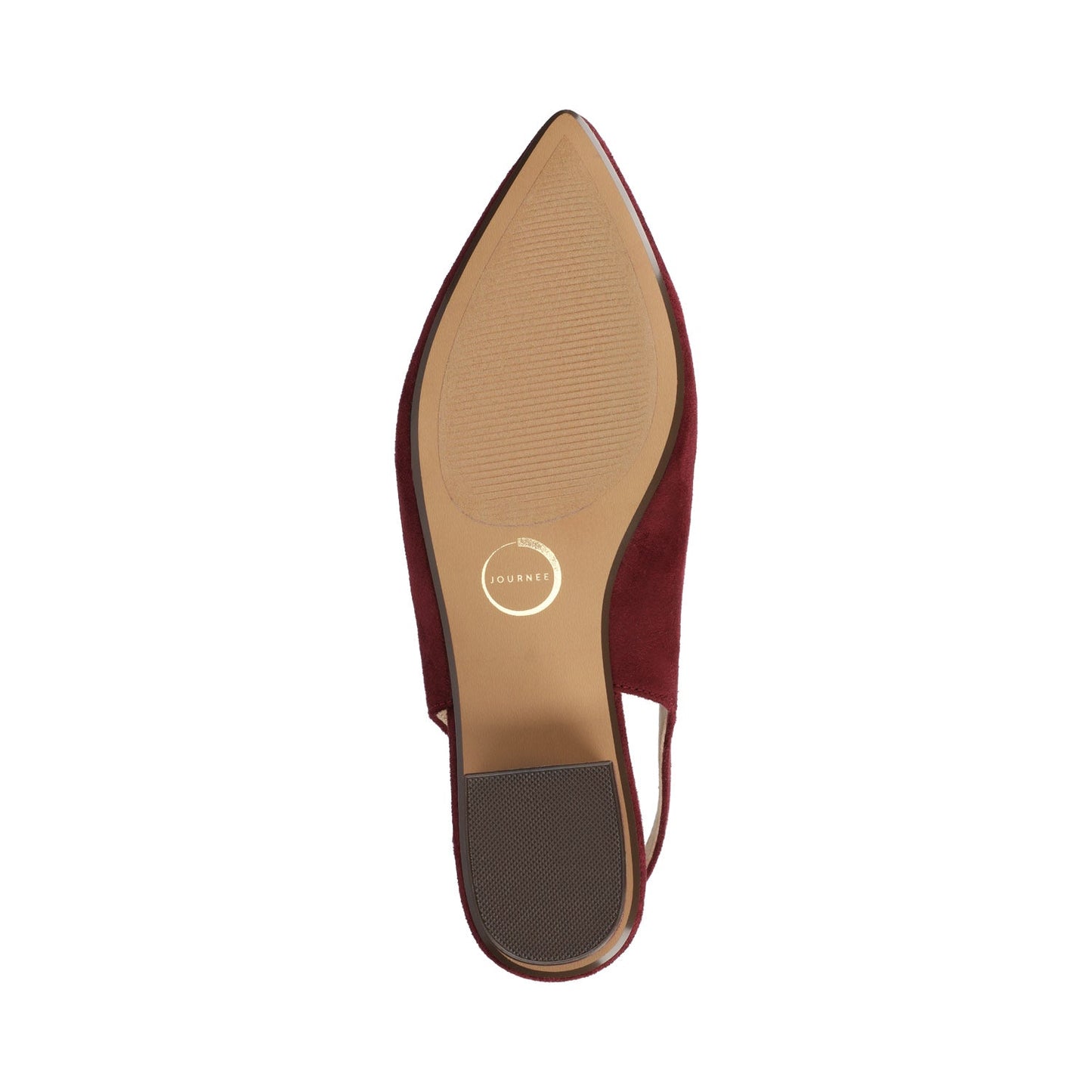 Journee SYLVIA LOW BLOCK PUMP HEELS IN FAUX SUEDE - Oxblood Suede
