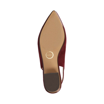 Journee SYLVIA LOW BLOCK PUMP HEELS IN FAUX SUEDE - Oxblood Suede