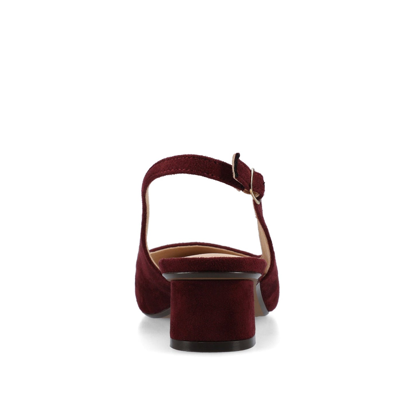 Journee SYLVIA LOW BLOCK PUMP HEELS IN FAUX SUEDE - Oxblood Suede