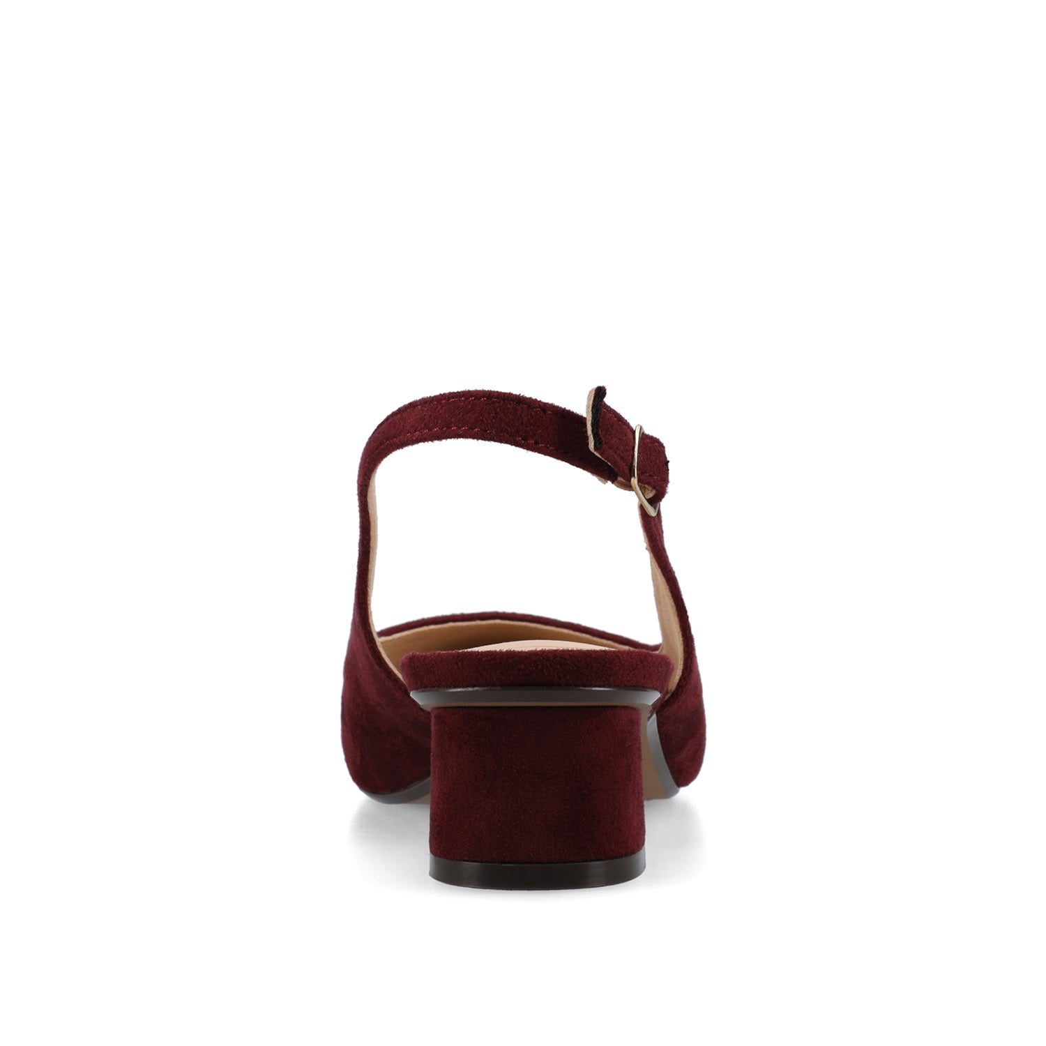 Journee SYLVIA LOW BLOCK PUMP HEELS IN FAUX SUEDE - Oxblood Suede