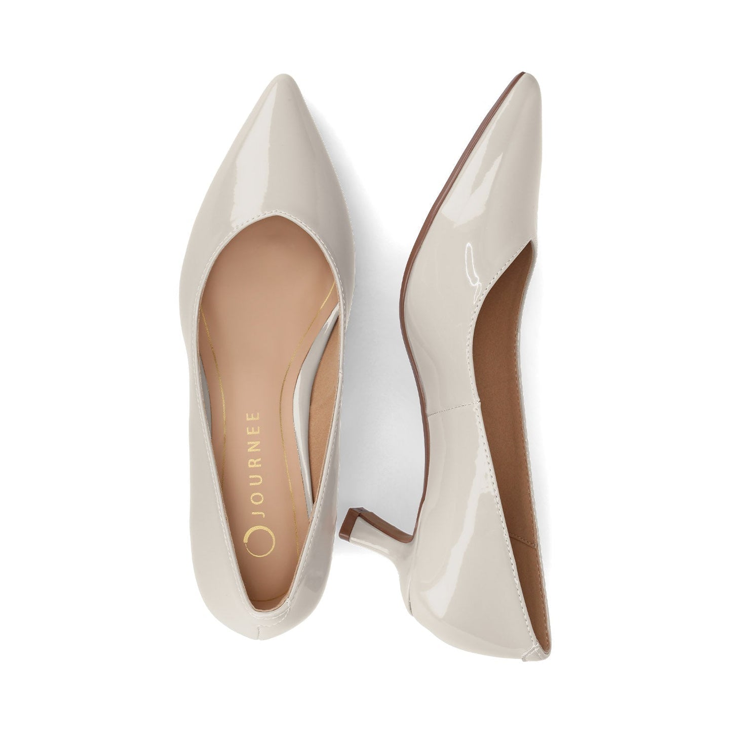 Journee PAMMIE PATENT KITTEN HEELS IN WIDE - Bone Patent