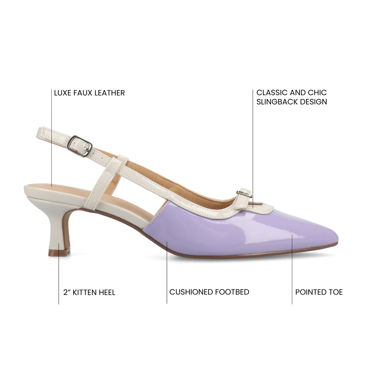 Journee PADMA KITTEN HEELS IN WIDE - Lilac Patent