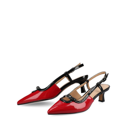 Journee PADMA KITTEN HEELS IN WIDE - Red Patent